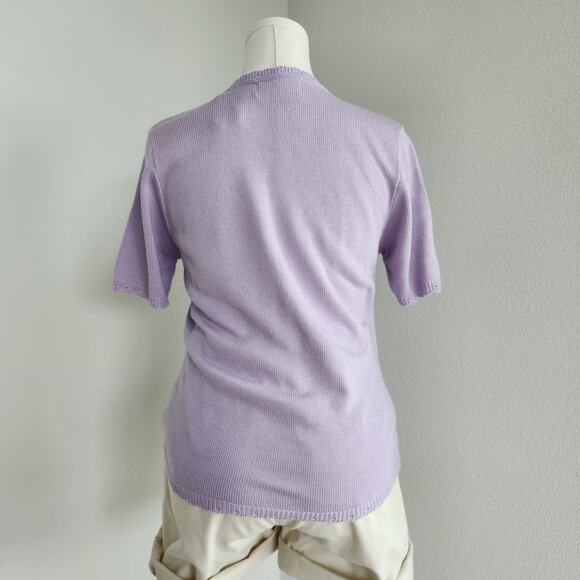 Vintage 90s Alfred Dunner Lilac Knit Butterfly Sweater Top Petite Large PL USA - Picture 9 of 10